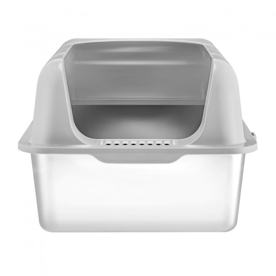 VEVOR Cat Litter Tray, 6 Inch Deep, XL Extra Large Stainless Steel Cat Litter Tray with Scoop, Wide Filter Base and High Sides, Closed, Odourless, Easy to Clean Cat Litter Tray VEVOR Cat Litter Tray, 6 Inch Deep, XL Extra Large Stainless Steel Cat Litter Tray with Scoop, Wide Filter Base and High Sides, Closed, Odourless, Easy to Clean Cat Litter Tray