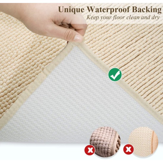 VIVAGLORY Cat Litter Mat, Scatter Catcher Mat, 90 × 64 cm Cat Litter Tray Rug with Waterproof Backing, Super Soft for Cat's Paws, Machine Washable, Beige VIVAGLORY Cat Litter Mat, Scatter Catcher Mat, 90 × 64 cm Cat Litter Tray Rug with Waterproof Backing, Super Soft for Cat's Paws, Machine Washable, Beige