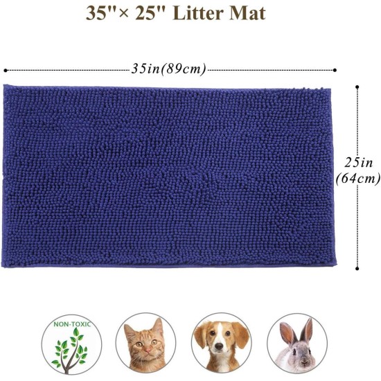 VIVAGLORY Cat Litter Mat, Scatter Catcher Mat, 90 × 64 cm Cat Litter Tray Rug with Waterproof Backing, Super Soft for Cat's Paws, Machine Washable, Beige VIVAGLORY Cat Litter Mat, Scatter Catcher Mat, 90 × 64 cm Cat Litter Tray Rug with Waterproof Backing, Super Soft for Cat's Paws, Machine Washable, Beige