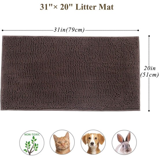 VIVAGLORY Cat Litter Mat, Scatter Catcher Mat, 90 × 64 cm Cat Litter Tray Rug with Waterproof Backing, Super Soft for Cat's Paws, Machine Washable, Beige VIVAGLORY Cat Litter Mat, Scatter Catcher Mat, 90 × 64 cm Cat Litter Tray Rug with Waterproof Backing, Super Soft for Cat's Paws, Machine Washable, Beige