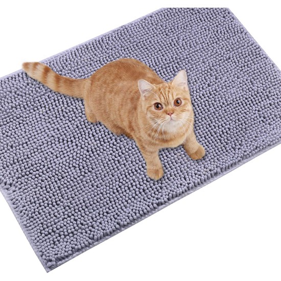 VIVAGLORY Cat Litter Mat, Scatter Catcher Mat, 90 × 64 cm Cat Litter Tray Rug with Waterproof Backing, Super Soft for Cat's Paws, Machine Washable, Beige VIVAGLORY Cat Litter Mat, Scatter Catcher Mat, 90 × 64 cm Cat Litter Tray Rug with Waterproof Backing, Super Soft for Cat's Paws, Machine Washable, Beige