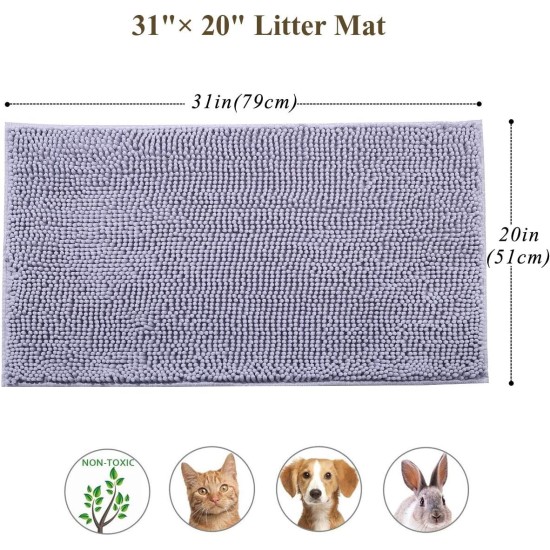 VIVAGLORY Cat Litter Mat, Scatter Catcher Mat, 90 × 64 cm Cat Litter Tray Rug with Waterproof Backing, Super Soft for Cat's Paws, Machine Washable, Beige VIVAGLORY Cat Litter Mat, Scatter Catcher Mat, 90 × 64 cm Cat Litter Tray Rug with Waterproof Backing, Super Soft for Cat's Paws, Machine Washable, Beige