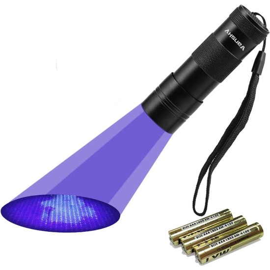 Vansky® UV Blacklight Flashlight, Pets Ultra Violet Urine Detector Dog/Cat Stain Remover Fluorescent Whitening Agents Detector, Find Dry Stains on Carpets, Rugs, Floor. 3 x AAA Batteries Included Vansky® UV Blacklight Flashlight, Pets Ultra Violet Urine Detector Dog/Cat Stain Remover Fluorescent Whitening Agents Detector, Find Dry Stains on Carpets, Rugs, Floor. 3 x AAA Batteries Included