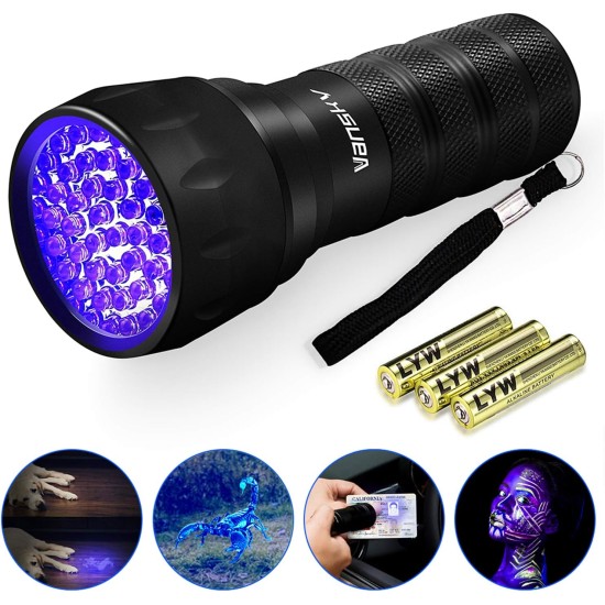 Vansky UV Flashlight 21 LEDs UV Flashlight Black Light for Pet Urine Detection Black Light Detector for Dog Urine, Pet Stains, Bed Bugs on Carpets/Carpets【3 x AAA Batteries】 Vansky UV Flashlight 21 LEDs UV Flashlight Black Light for Pet Urine Detection Black Light Detector for Dog Urine, Pet Stains, Bed Bugs on Carpets/Carpets【3 x AAA Batteries】