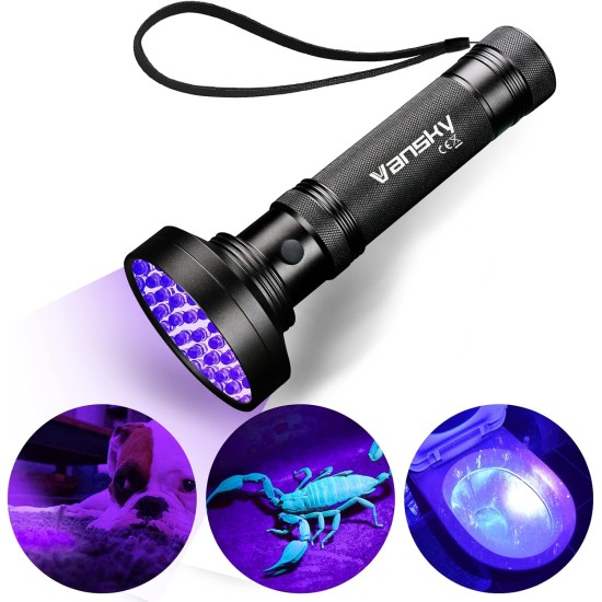 Vansky UV Lamp Black Light Lamp Black Light Ultraviolet 100 UV LED Torch 395 nm Blue Light Dry Cats Dog Pets Urine Detectors UV Light, Batteries Not Included Vansky UV Lamp Black Light Lamp Black Light Ultraviolet 100 UV LED Torch 395 nm Blue Light Dry Cats Dog Pets Urine Detectors UV Light, Batteries Not Included