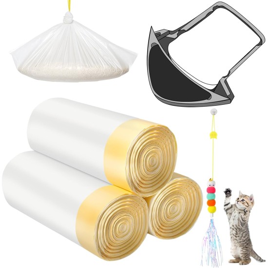 Waste Drawer Replacement Bags Compatible with Cat Litter Tray Robot 3 & 4, 60 Pack Thickened Heavy Duty Cat Litter Box Bags with Drawstring, 3.5-3.5L Capacity Waste Drawer Replacement Bags Compatible with Cat Litter Tray Robot 3 & 4, 60 Pack Thickened Heavy Duty Cat Litter Box Bags with Drawstring, 3.5-3.5L Capacity