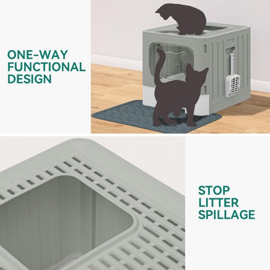 YITAHOME Cat Litter Tray with Lid, Large Closed Cat Litter Tray, Hood-like Odourless Splash Guard Cat Litter Tray with Drawer Waste Tray, Litter Scoop, Foldable Cat Litter Tray with Hood (Grey) YITAHOME Cat Litter Tray with Lid, Large Closed Cat Litter Tray, Hood-like Odourless Splash Guard Cat Litter Tray with Drawer Waste Tray, Litter Scoop, Foldable Cat Litter Tray with Hood (Grey)
