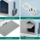YITAHOME Large Cat Litter Tray with Lid, Odourless Hop In Toilet, Includes Litter Scoop and Cleaning (Grey)