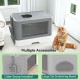 YITAHOME Large Cat Litter Tray with Lid, Odourless Hop In Toilet, Includes Litter Scoop and Cleaning (Grey) YITAHOME Large Cat Litter Tray with Lid, Odourless Hop In Toilet, Includes Litter Scoop and Cleaning (Grey)