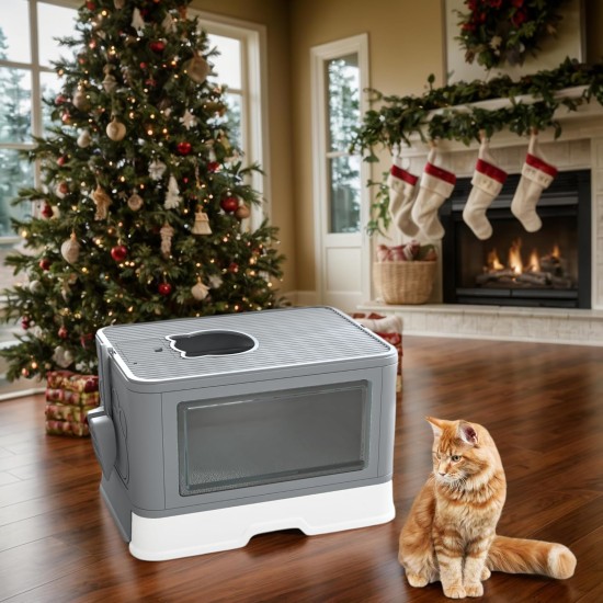 YITAHOME Large Cat Litter Tray with Lid, Odourless Hop In Toilet, Includes Litter Scoop and Cleaning (Grey) YITAHOME Large Cat Litter Tray with Lid, Odourless Hop In Toilet, Includes Litter Scoop and Cleaning (Grey)