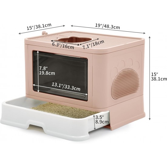 YITAHOME Large Cat Litter Tray with Lid, Odourless Hop In Toilet, Includes Litter Scoop and Cleaning (Pink) YITAHOME Large Cat Litter Tray with Lid, Odourless Hop In Toilet, Includes Litter Scoop and Cleaning (Pink)