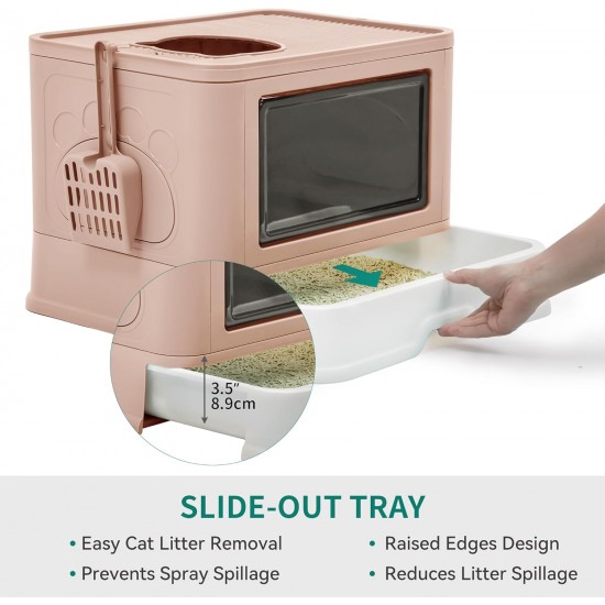 YITAHOME Large Cat Litter Tray with Lid, Odourless Hop In Toilet, Includes Litter Scoop and Cleaning (Pink) YITAHOME Large Cat Litter Tray with Lid, Odourless Hop In Toilet, Includes Litter Scoop and Cleaning (Pink)