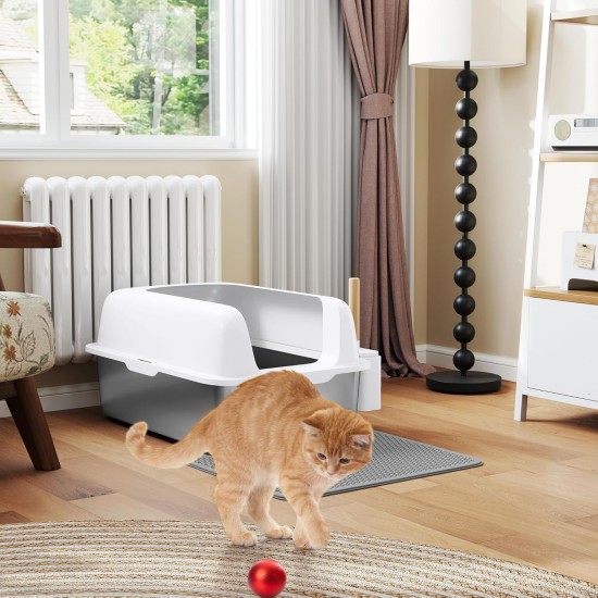 YITAHOME Stainless Steel Cat Litter Tray 30 L XXL Extra Large Cat Litter Tray Non-Slip High Wall Anti-Litter Door Mat Easy to Clean Non-Stick Surface 60 x 40 x 30 cm (Grey) YITAHOME Stainless Steel Cat Litter Tray 30 L XXL Extra Large Cat Litter Tray Non-Slip High Wall Anti-Litter Door Mat Easy to Clean Non-Stick Surface 60 x 40 x 30 cm (Grey)