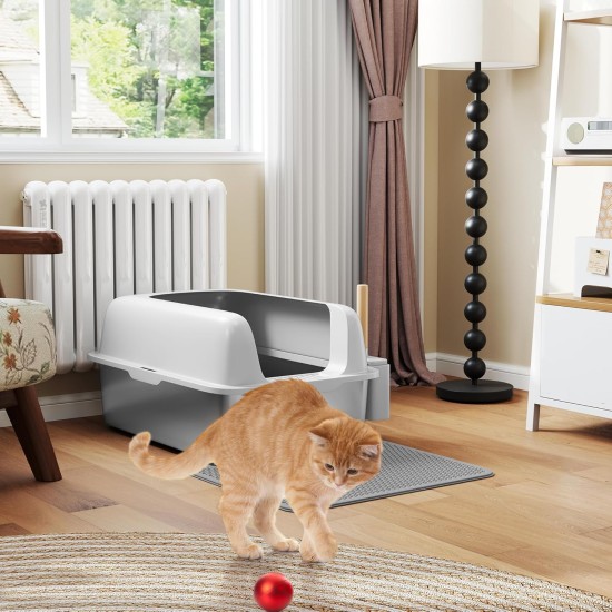 YITAHOME Stainless Steel Cat Litter Tray 30 L XXL Extra Large Cat Litter Tray Non-Slip High Wall Anti-Litter Door Mat Easy to Clean Non-Stick Surface 60 x 40 x 30 cm (Grey) YITAHOME Stainless Steel Cat Litter Tray 30 L XXL Extra Large Cat Litter Tray Non-Slip High Wall Anti-Litter Door Mat Easy to Clean Non-Stick Surface 60 x 40 x 30 cm (Grey)