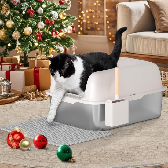 YITAHOME Stainless Steel Cat Litter Tray 30 L XXL Extra Large Cat Litter Tray Non-Slip High Wall Anti-Litter Door Mat Easy to Clean Non-Stick Surface 60 x 40 x 30 cm (Grey) YITAHOME Stainless Steel Cat Litter Tray 30 L XXL Extra Large Cat Litter Tray Non-Slip High Wall Anti-Litter Door Mat Easy to Clean Non-Stick Surface 60 x 40 x 30 cm (Grey)