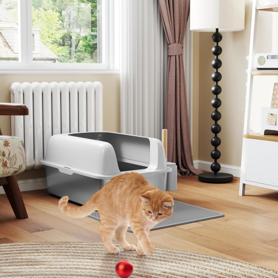 YITAHOME Stainless Steel Cat Litter Tray 30 L XXL Extra Large Cat Litter Tray Non-Slip High Wall Anti-Litter Door Mat Easy to Clean Non-Stick Surface 60 x 40 x 30 cm (White) YITAHOME Stainless Steel Cat Litter Tray 30 L XXL Extra Large Cat Litter Tray Non-Slip High Wall Anti-Litter Door Mat Easy to Clean Non-Stick Surface 60 x 40 x 30 cm (White)