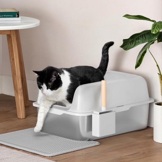 YITAHOME Stainless Steel Cat Litter Tray with Lid, XXL Extra Large Cat Litter Tray with Scoop, Non-Slip Base, Leak-Proof, Non-Stick Surface, Easy to Clean, 60 x 40 x 30 cm for Cats (Grey) YITAHOME Stainless Steel Cat Litter Tray with Lid, XXL Extra Large Cat Litter Tray with Scoop, Non-Slip Base, Leak-Proof, Non-Stick Surface, Easy to Clean, 60 x 40 x 30 cm for Cats (Grey)