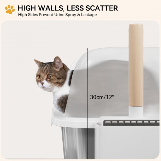 YITAHOME Stainless Steel Cat Litter Tray with Lid, XXL Extra Large Cat Litter Tray with Scoop, Non-Slip Base, Leak-Proof, Non-Stick Surface, Easy to Clean, 60 x 40 x 30 cm for Cats (Grey) YITAHOME Stainless Steel Cat Litter Tray with Lid, XXL Extra Large Cat Litter Tray with Scoop, Non-Slip Base, Leak-Proof, Non-Stick Surface, Easy to Clean, 60 x 40 x 30 cm for Cats (Grey)