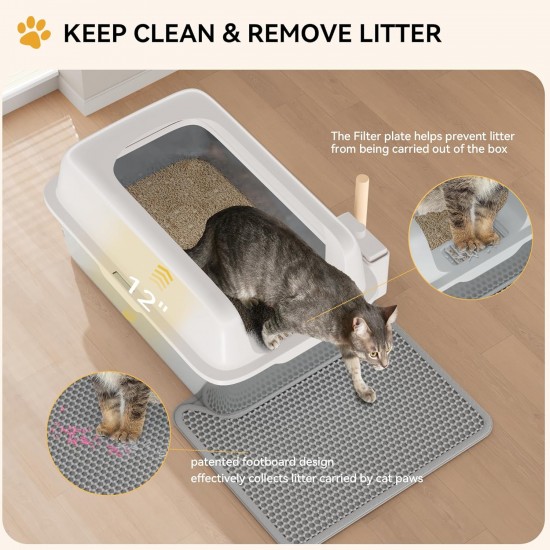 YITAHOME Stainless Steel Cat Litter Tray with Lid, XXL Extra Large Cat Litter Tray with Scoop, Non-Slip Base, Leak-Proof, Non-Stick Surface, Easy to Clean, 60 x 40 x 30 cm for Cats (Grey) YITAHOME Stainless Steel Cat Litter Tray with Lid, XXL Extra Large Cat Litter Tray with Scoop, Non-Slip Base, Leak-Proof, Non-Stick Surface, Easy to Clean, 60 x 40 x 30 cm for Cats (Grey)