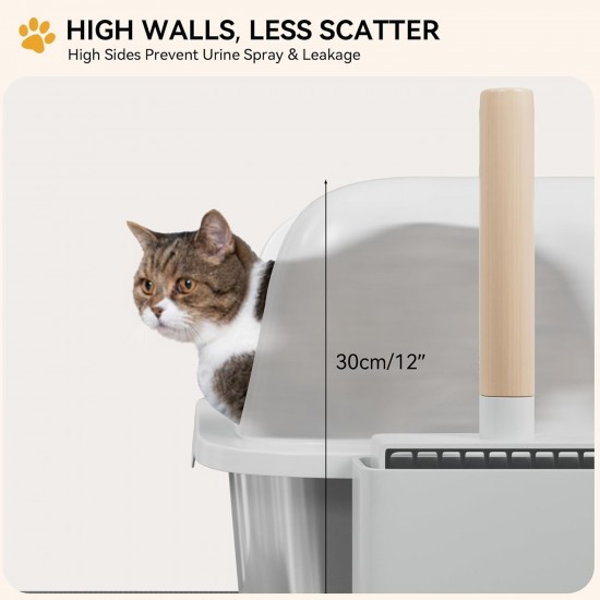 YITAHOME Stainless Steel Cat Litter Tray with Lid, XXL Extra Large Cat Litter Tray with Scoop, Non-Slip Base, Leak-Proof, Non-Stick Surface, Easy to Clean, 60 x 40 x 30 cm for Cats (Grey) YITAHOME Stainless Steel Cat Litter Tray with Lid, XXL Extra Large Cat Litter Tray with Scoop, Non-Slip Base, Leak-Proof, Non-Stick Surface, Easy to Clean, 60 x 40 x 30 cm for Cats (Grey)