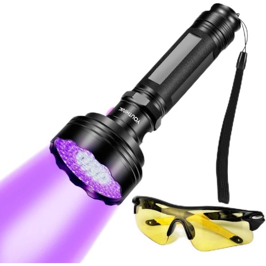 YOUTHINK Torch, Upgraded 100 LED Pet Urine Detector 395nm Light Scorpion Light Torch Lamp with Sunglasses for Dog/Cat Urine Dry Stains Bed Bug YOUTHINK Torch, Upgraded 100 LED Pet Urine Detector 395nm Light Scorpion Light Torch Lamp with Sunglasses for Dog/Cat Urine Dry Stains Bed Bug