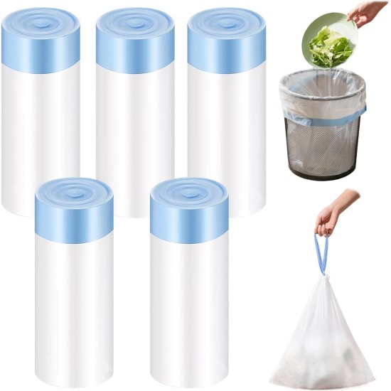 ZHYUAN 5 Rolls of 75 Bin Liners, Bin Liners with Carry Handle, Cat Litter Box Bags with Drawstrings, Cat Litter Box Liners, Waste Bags, Rubbish Bags for Pets, Tear-Resistant ZHYUAN 5 Rolls of 75 Bin Liners, Bin Liners with Carry Handle, Cat Litter Box Bags with Drawstrings, Cat Litter Box Liners, Waste Bags, Rubbish Bags for Pets, Tear-Resistant