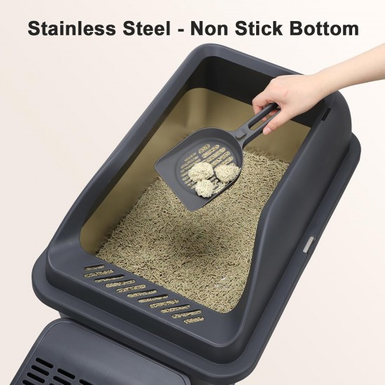 Zivacate Stainless Steel Cat Litter Tray (XXL, 60 x 40 cm) - Cat Litter Tray with Inclined Entry Ramp, High Side Walls, Litter Scoop, Pedal, Odour-resistant & Easy to Clean, Grey Zivacate Stainless Steel Cat Litter Tray (XXL, 60 x 40 cm) - Cat Litter Tray with Inclined Entry Ramp, High Side Walls, Litter Scoop, Pedal, Odour-resistant & Easy to Clean, Grey