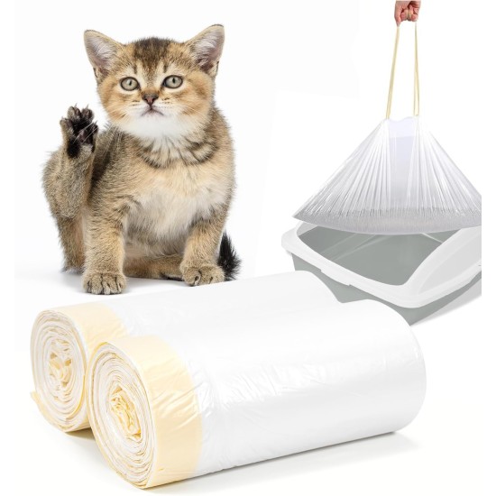 Zouwel Cat Litter Tray Liners, Durable with Drawstring, Scratch Resistant and Leak-Proof, Recycled Cat Litter Box Liners for Medium Pets, 45 x 94 cm, 40 Pack Zouwel Cat Litter Tray Liners, Durable with Drawstring, Scratch Resistant and Leak-Proof, Recycled Cat Litter Box Liners for Medium Pets, 45 x 94 cm, 40 Pack