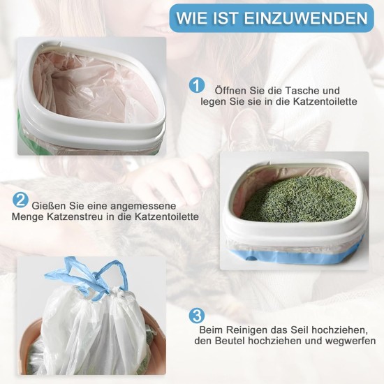 Zouwel Cat Litter Tray Liners, Durable with Drawstring, Scratch Resistant and Leak-Proof, Recycled Cat Litter Box Liners for Medium Pets, 45 x 94 cm, 40 Pack Zouwel Cat Litter Tray Liners, Durable with Drawstring, Scratch Resistant and Leak-Proof, Recycled Cat Litter Box Liners for Medium Pets, 45 x 94 cm, 40 Pack