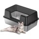Zstar Katzentoilette Edelstahl, Extra Große Katzentoiletten mit Hohen Seitenwänden, Abnehmbarer Leicht zu Reinigen mit Deckel Katzenklo für Katzen,50x35x28cm,Grau Zstar Katzentoilette Edelstahl, Extra Große Katzentoiletten mit Hohen Seitenwänden, Abnehmbarer Leicht zu Reinigen mit Deckel Katzenklo für Katzen,50x35x28cm,Grau