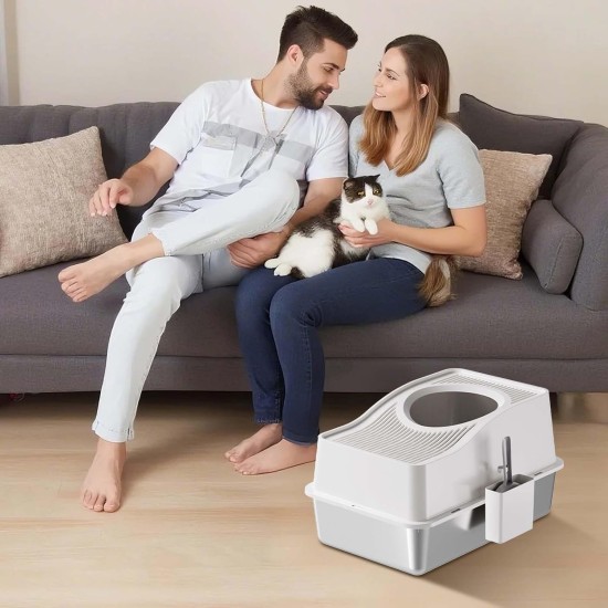 Zstar Katzentoilette aus Edelstahl, Extra Große Hohen Seiten Katzentoilette, Geschlossene Geruchsresistent Große Katzentoilette Top-Eintrag,Auslaufschutz, Abnehmbares für Katzen,60x40x39.5cm,Schwarz Zstar Katzentoilette aus Edelstahl, Extra Große Hohen Seiten Katzentoilette, Geschlossene Geruchsresistent Große Katzentoilette Top-Eintrag,Auslaufschutz, Abnehmbares für Katzen,60x40x39.5cm,Schwarz