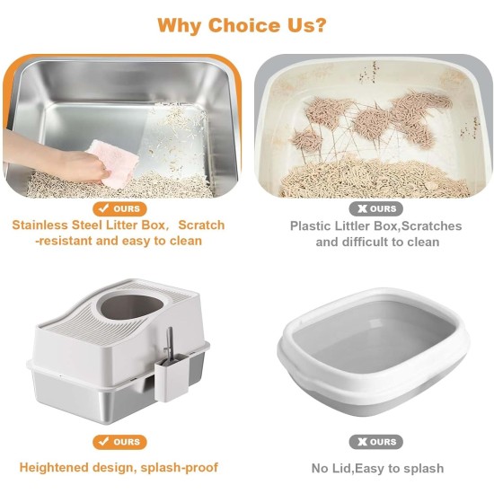 Zstar Katzentoilette aus Edelstahl, Extra Große Hohen Seiten Katzentoilette, Geschlossene Geruchsresistent Große Katzentoilette Top-Eintrag,Auslaufschutz, Abnehmbares für Katzen,60x40x39.5cm,Schwarz Zstar Katzentoilette aus Edelstahl, Extra Große Hohen Seiten Katzentoilette, Geschlossene Geruchsresistent Große Katzentoilette Top-Eintrag,Auslaufschutz, Abnehmbares für Katzen,60x40x39.5cm,Schwarz