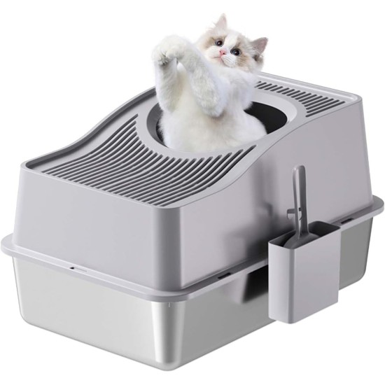 Zstar Katzentoilette aus Edelstahl, Extra Große Hohen Seiten Katzentoilette, Geschlossene Geruchsresistent Große Katzentoilette Top-Eintrag,Auslaufschutz, Abnehmbares für Katzen,60x40x39.5cm,Schwarz Zstar Katzentoilette aus Edelstahl, Extra Große Hohen Seiten Katzentoilette, Geschlossene Geruchsresistent Große Katzentoilette Top-Eintrag,Auslaufschutz, Abnehmbares für Katzen,60x40x39.5cm,Schwarz