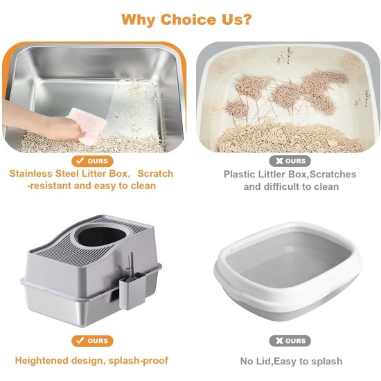 Zstar Katzentoilette aus Edelstahl, Extra Große Hohen Seiten Katzentoilette, Geschlossene Geruchsresistent Große Katzentoilette Top-Eintrag,Auslaufschutz, Abnehmbares für Katzen,60x40x39.5cm,Schwarz Zstar Katzentoilette aus Edelstahl, Extra Große Hohen Seiten Katzentoilette, Geschlossene Geruchsresistent Große Katzentoilette Top-Eintrag,Auslaufschutz, Abnehmbares für Katzen,60x40x39.5cm,Schwarz