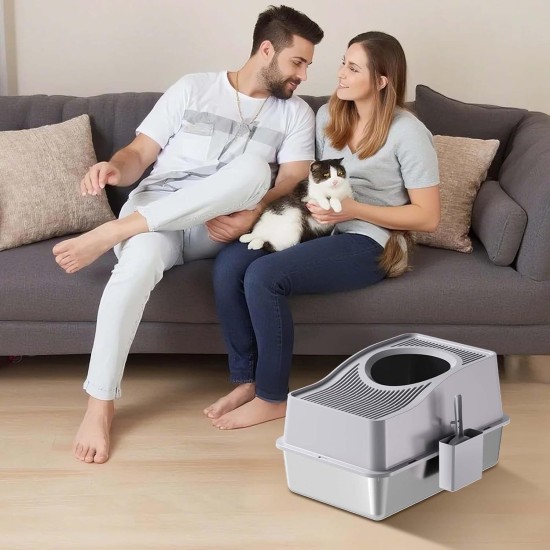Zstar Katzentoilette aus Edelstahl, Extra Große Hohen Seiten Katzentoilette, Geschlossene Geruchsresistent Große Katzentoilette Top-Eintrag,Auslaufschutz, Abnehmbares für Katzen,60x40x39.5cm,Schwarz Zstar Katzentoilette aus Edelstahl, Extra Große Hohen Seiten Katzentoilette, Geschlossene Geruchsresistent Große Katzentoilette Top-Eintrag,Auslaufschutz, Abnehmbares für Katzen,60x40x39.5cm,Schwarz