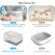 Zstar Stainless Steel Cat Litter Tray, Extra Large Cat Litter Trays with High Side Walls, Removable, Easy to Clean with Lid, Cat Litter Tray for Cats, 50 x 35 x 23 cm, White