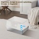 Zstar Stainless Steel Cat Litter Tray, Extra Large Cat Litter Trays with High Side Walls, Removable, Easy to Clean with Lid, Cat Litter Tray for Cats, 50 x 35 x 23 cm, White