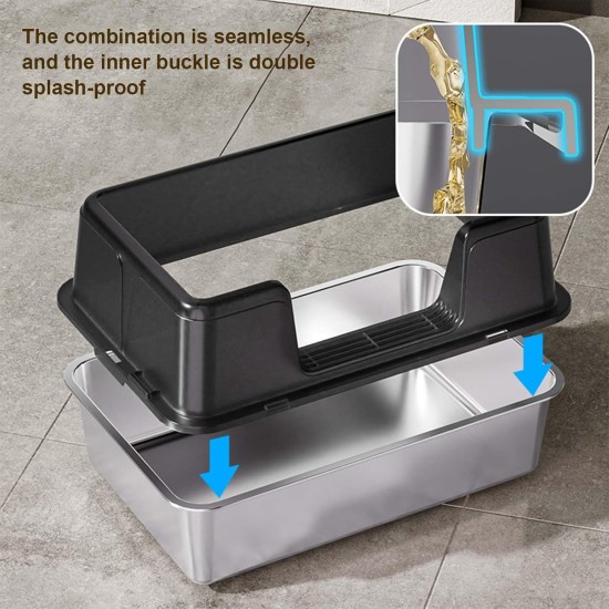 Zstar Stainless Steel Cat Litter Tray, Extra Large Cat Litter Trays with High Side Walls, Removable, Easy to Clean with Lid, Cat Litter Tray for Cats, 60 x 40 x 36.5, Grey Zstar Stainless Steel Cat Litter Tray, Extra Large Cat Litter Trays with High Side Walls, Removable, Easy to Clean with Lid, Cat Litter Tray for Cats, 60 x 40 x 36.5, Grey