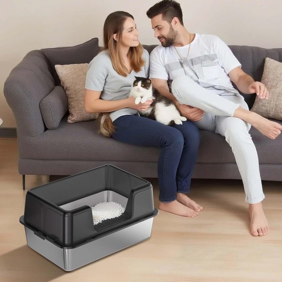 Zstar Stainless Steel Cat Litter Tray, Extra Large Cat Litter Trays with High Side Walls, Removable, Easy to Clean with Lid, Cat Litter Tray for Cats, 60 x 40 x 36.5, Grey Zstar Stainless Steel Cat Litter Tray, Extra Large Cat Litter Trays with High Side Walls, Removable, Easy to Clean with Lid, Cat Litter Tray for Cats, 60 x 40 x 36.5, Grey