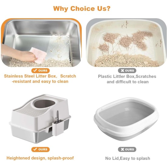 Zstar Stainless Steel Cat Litter Tray, Extra Large High Sides Cat Litter Tray, Closed Odour Resistant, Large Cat Litter Tray, Top Entry Leak Protection, Removable for Cats, 60 x 40 x 39.5 cm, Grey Zstar Stainless Steel Cat Litter Tray, Extra Large High Sides Cat Litter Tray, Closed Odour Resistant, Large Cat Litter Tray, Top Entry Leak Protection, Removable for Cats, 60 x 40 x 39.5 cm, Grey