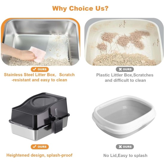 Zstar Stainless Steel Cat Litter Tray, Extra Large High Sides Cat Litter Tray, Closed Odour Resistant, Large Cat Litter Tray, Top Entry Leak Protection, Removable for Cats, 60 x 40 x 39.5 cm, Grey Zstar Stainless Steel Cat Litter Tray, Extra Large High Sides Cat Litter Tray, Closed Odour Resistant, Large Cat Litter Tray, Top Entry Leak Protection, Removable for Cats, 60 x 40 x 39.5 cm, Grey