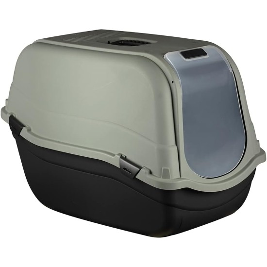 duvoplus, Romeo Cat Litter Tray 44 x 65 x 46 cm, Taupe/Black, One Activated Carbon Filter Prevents the Spreading of Bad Odours, with Flap Transparent and Independent, Hygienic - Washable duvoplus, Romeo Cat Litter Tray 44 x 65 x 46 cm, Taupe/Black, One Activated Carbon Filter Prevents the Spreading of Bad Odours, with Flap Transparent and Independent, Hygienic - Washable