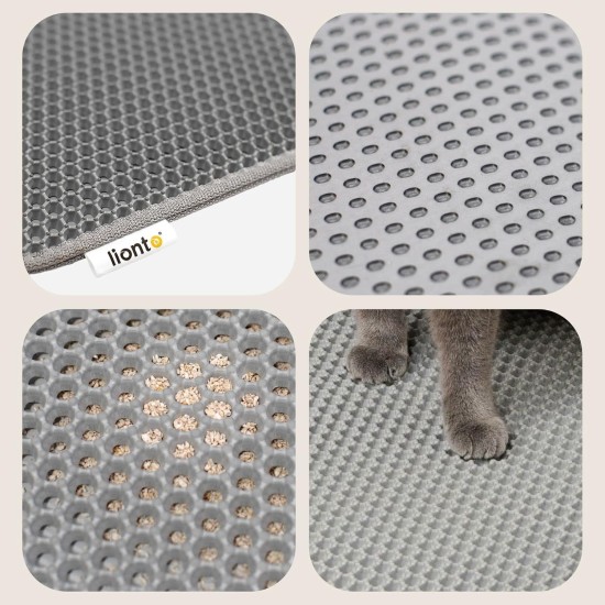 lionto Cat Litter Mat for Cat Litter Tray with Non-Slip Coating, 61 x 38 x 1.3 cm, Cat Litter Mat, Waterproof & Easy to Clean, Effective Absorption of Cat Litter in Honeycomb Design, Grey lionto Cat Litter Mat for Cat Litter Tray with Non-Slip Coating, 61 x 38 x 1.3 cm, Cat Litter Mat, Waterproof & Easy to Clean, Effective Absorption of Cat Litter in Honeycomb Design, Grey