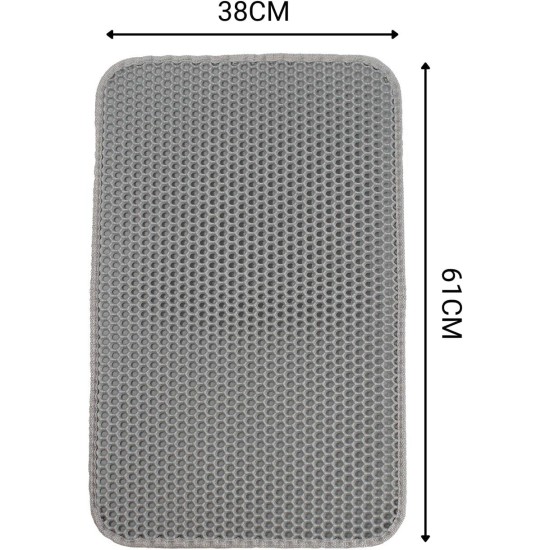 lionto Cat Litter Mat for Cat Litter Tray with Non-Slip Coating, 61 x 38 x 1.3 cm, Cat Litter Mat, Waterproof & Easy to Clean, Effective Absorption of Cat Litter in Honeycomb Design, Grey lionto Cat Litter Mat for Cat Litter Tray with Non-Slip Coating, 61 x 38 x 1.3 cm, Cat Litter Mat, Waterproof & Easy to Clean, Effective Absorption of Cat Litter in Honeycomb Design, Grey