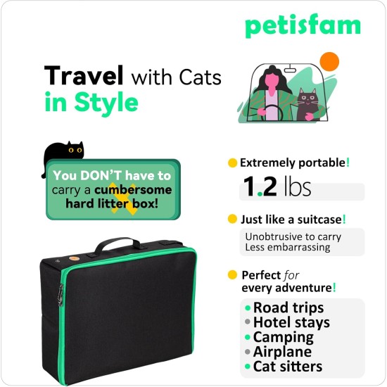 petisfam Portable Cat Litter Tray Travel No Leakage and Odour One-Handed Carry for Cats in Hotel, Car, Plane petisfam Portable Cat Litter Tray Travel No Leakage and Odour One-Handed Carry for Cats in Hotel, Car, Plane