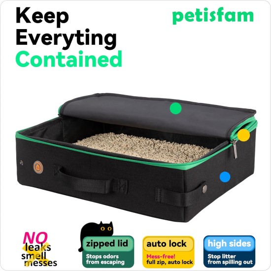 petisfam Portable Cat Litter Tray Travel No Leakage and Odour One-Handed Carry for Cats in Hotel, Car, Plane petisfam Portable Cat Litter Tray Travel No Leakage and Odour One-Handed Carry for Cats in Hotel, Car, Plane