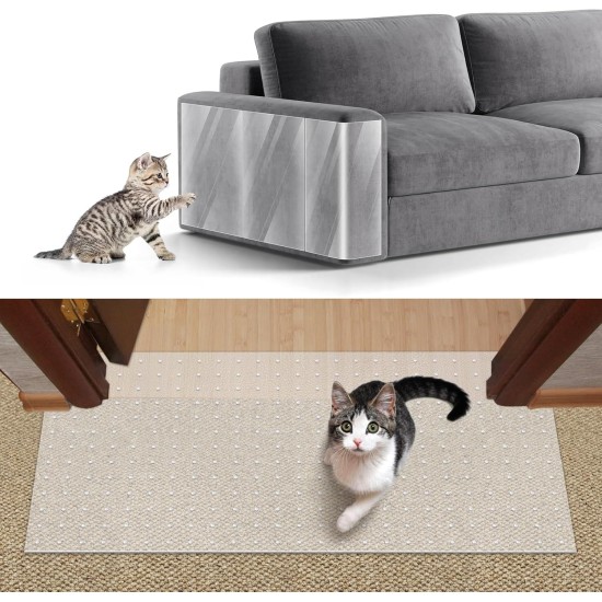 12.20 x 98.42 Inch Carpet Protector for Cats, Durable Plastic Cat Scratch Protection Film for Carpet/Floor/Bedroom/Door/Porch, Prevent Rugs from Scratching/Wearing 12.20 x 98.42 Inch Carpet Protector for Cats, Durable Plastic Cat Scratch Protection Film for Carpet/Floor/Bedroom/Door/Porch, Prevent Rugs from Scratching/Wearing
