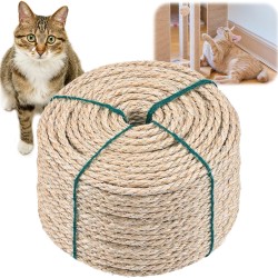 40 m Natural Sisal Rope for Scratching Post - Robust Cat Scratching Post Replacement Rope - Ideal for Household, Garden, DIY & Decoration - Durable Scratching Rope for Happy Cats - 6 mm Diameter (40 m 40 m Natural Sisal Rope for Scratching Post - Robust Cat Scratching Post Replacement Rope - Ideal for Household, Garden, DIY & Decoration - Durable Scratching Rope for Happy Cats - 6 mm Diameter (40 m
