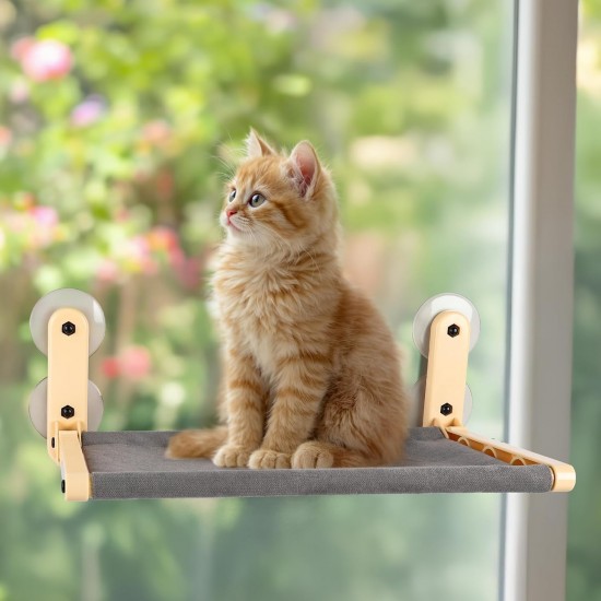 ALL FOR PAWS Katzenhängematte am Fenster für Hauskatzen – Kabellos Design, Extra große Saugnäpfe, Fenster-anliegend zusammenklappbar, Grau ALL FOR PAWS Katzenhängematte am Fenster für Hauskatzen – Kabellos Design, Extra große Saugnäpfe, Fenster-anliegend zusammenklappbar, Grau