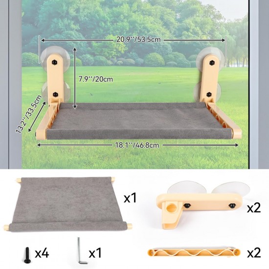 ALL FOR PAWS Katzenhängematte am Fenster für Hauskatzen – Kabellos Design, Extra große Saugnäpfe, Fenster-anliegend zusammenklappbar, Grau ALL FOR PAWS Katzenhängematte am Fenster für Hauskatzen – Kabellos Design, Extra große Saugnäpfe, Fenster-anliegend zusammenklappbar, Grau